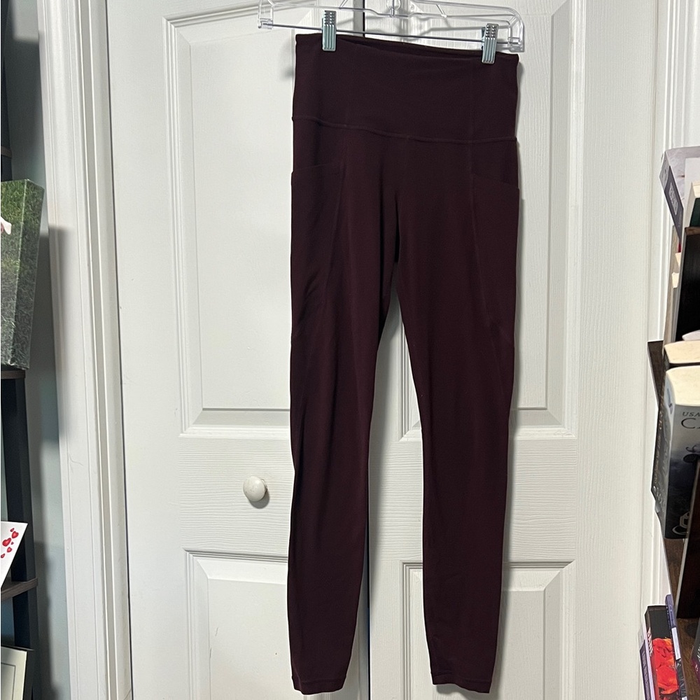 Athleta Burgundy High-Waisted Leggings Pockets XS Workout